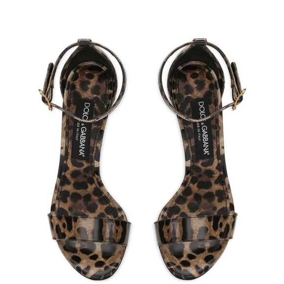 Dolce Gabbana Keira Baroque Logo Leopard Print Heels 37 - Picture 3 of 13